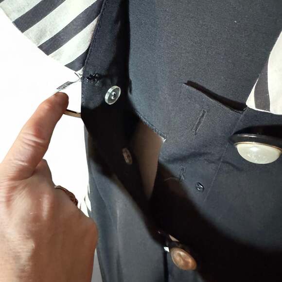 Vintage Joseph Ribkoff Black & White Striped Button-Front Midi Dress, Size 8 - Picture 6 of 7